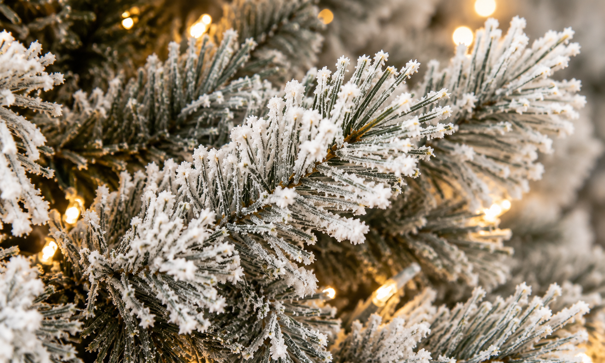 Snow Flocked Christmas Tree with Warm White Pre-Lit LED - Realism