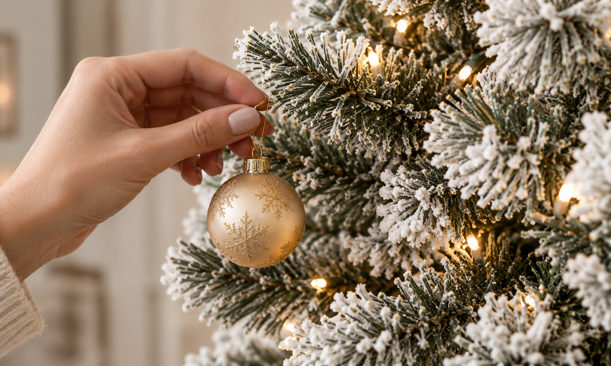 Snow Flocked Christmas Tree with Warm White Pre-Lit LED - Style