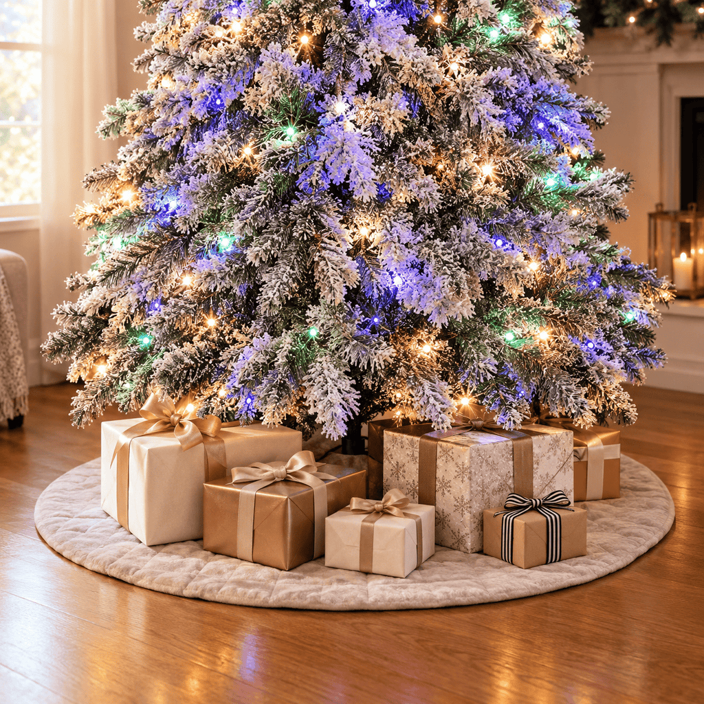 Snow Flocked Pre-Lit Christmas Tree with 550 LED Lights, 1149 Tips