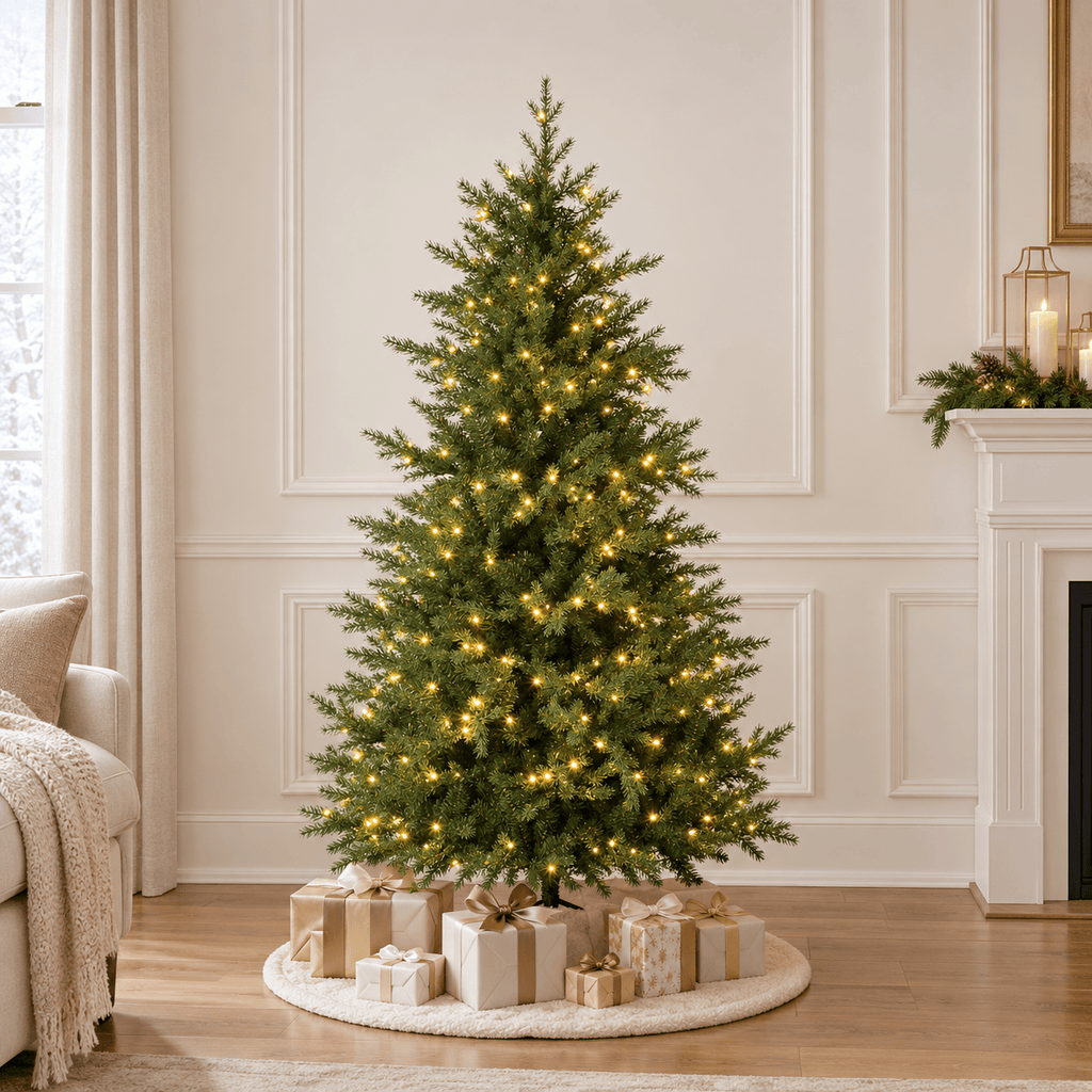 6' White Artificial Christmas Tree with 1000 Tips & Steel Base