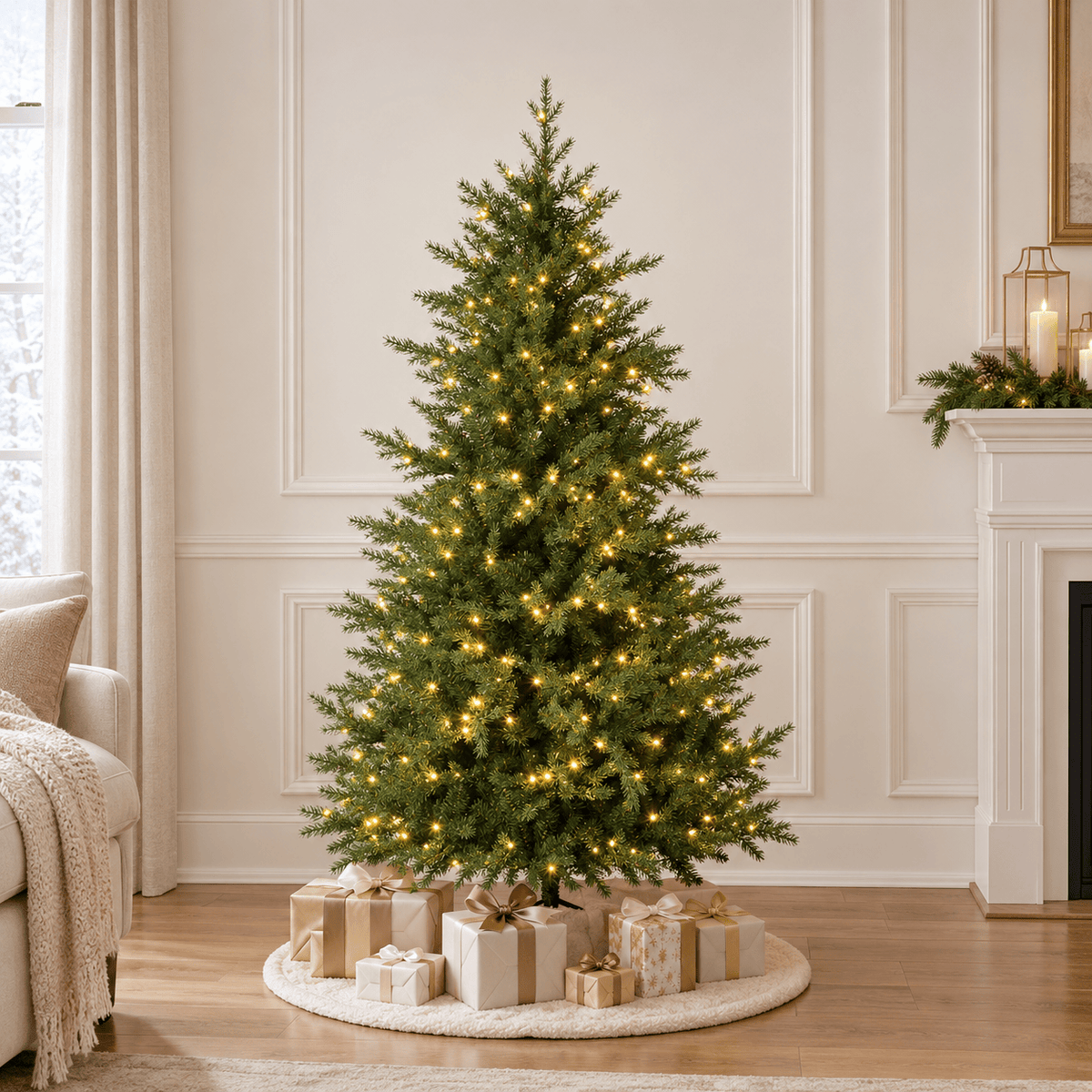 6' White Artificial Christmas Tree with 1000 Tips & Steel Base