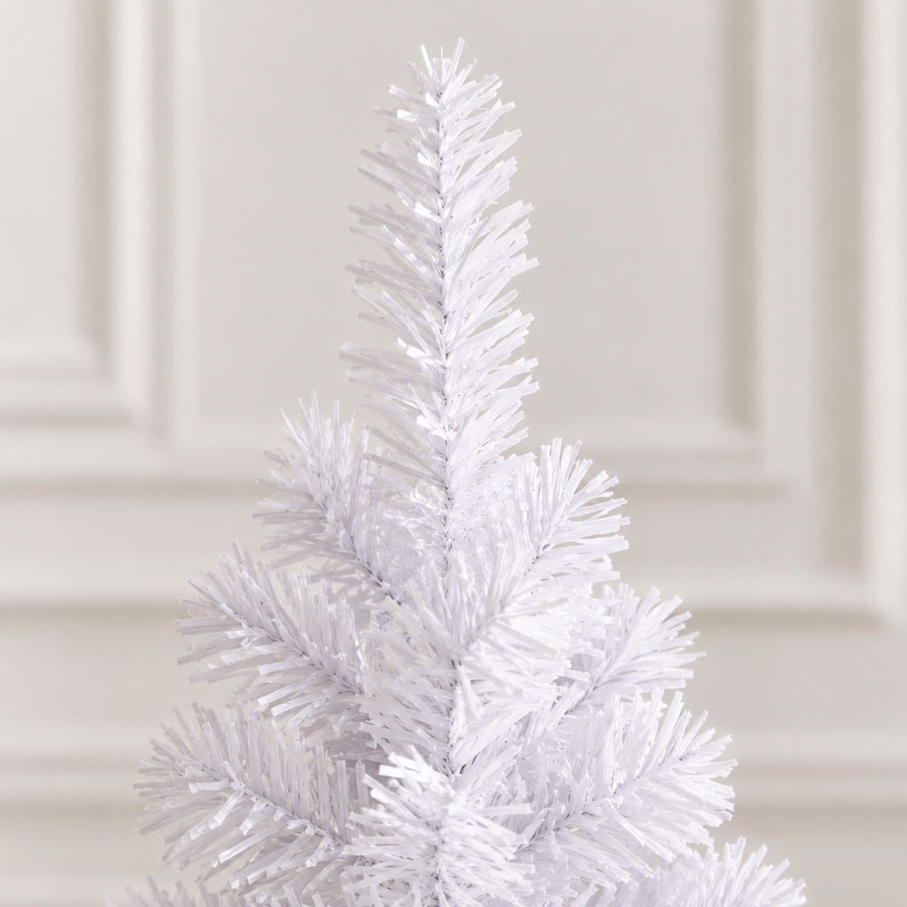 White Artificial PVC Christmas Tree with Metal Stand, Full Shape