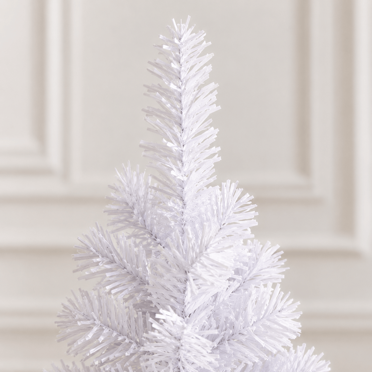 White Artificial PVC Christmas Tree with Metal Stand, Full Shape