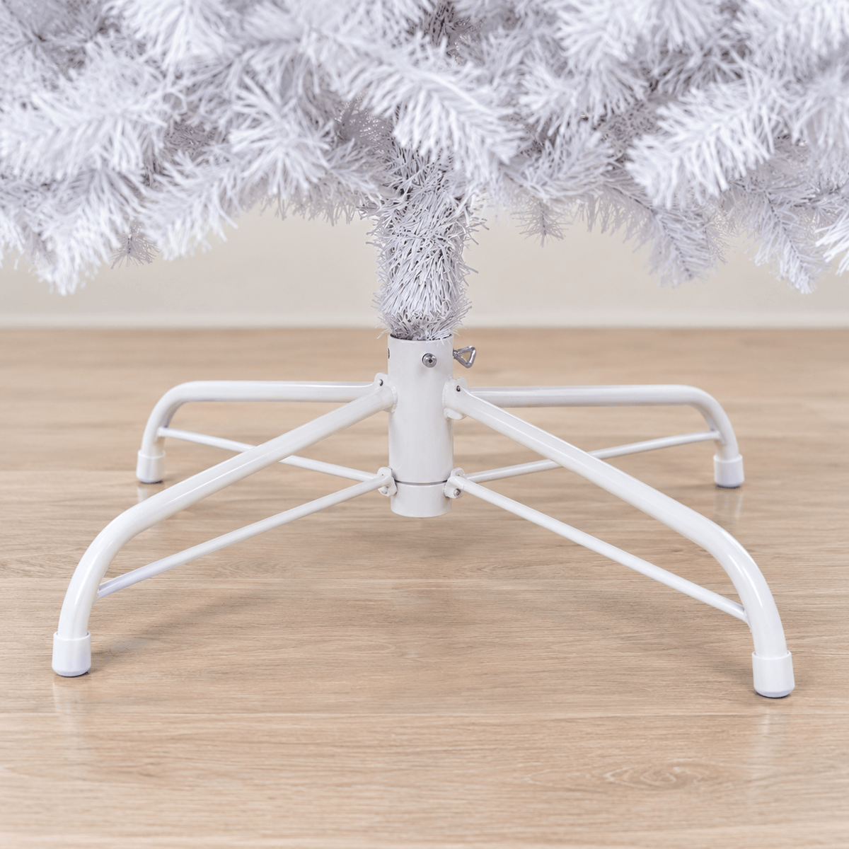 White Artificial PVC Christmas Tree with Metal Stand, Full Shape