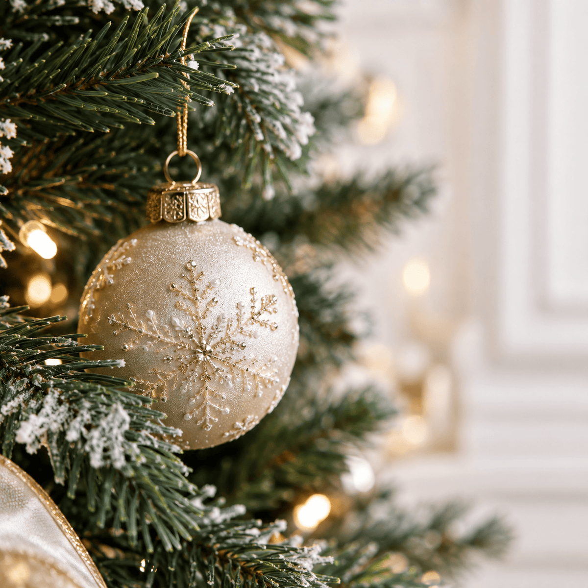 White Flocked Pencil Christmas Tree with Warm LED Lights, Slim Design