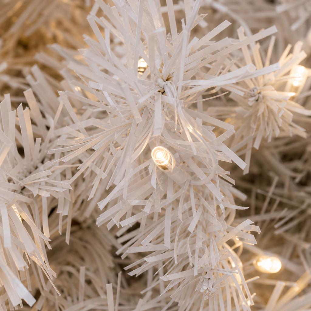 White Pre-Decorated Christmas Tree with Red Ornaments - Fullness