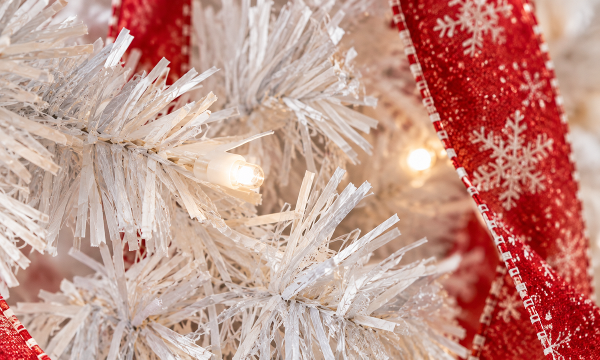White Pre-Decorated Pop-Up Christmas Tree with LED Lights - Fullness