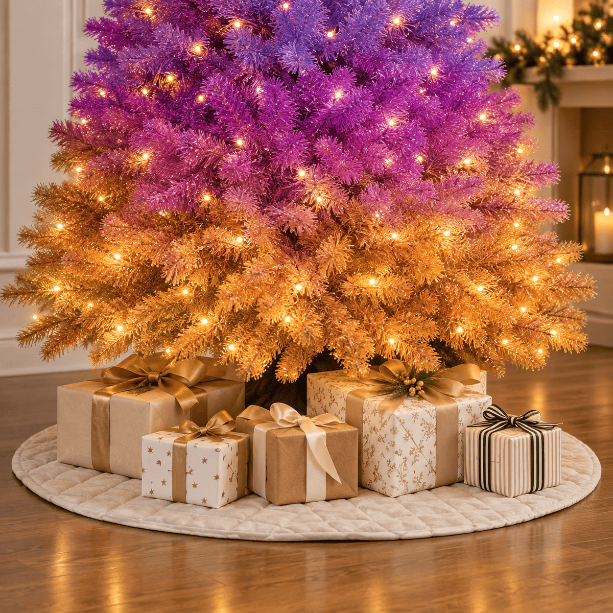 White Pre-Lit Artificial Christmas Tree with 11 LED Lighting Modes